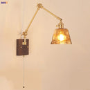Axyaa Modern LED Wall Light Fixture Walnut Wood Rotatable Glass Bedside Lamp