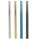 Axyaa Stainless Steel Reusable Non-slip Chopsticks Set, 4 Pairs
