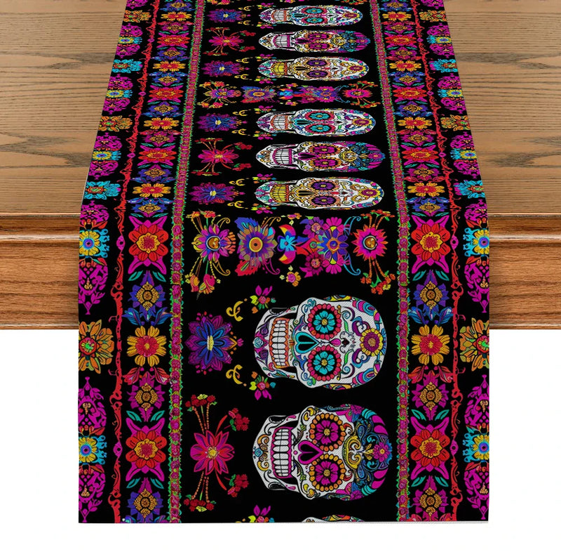 Axyaa Halloween Skulls Table Runner for Kitchen and Dining Room