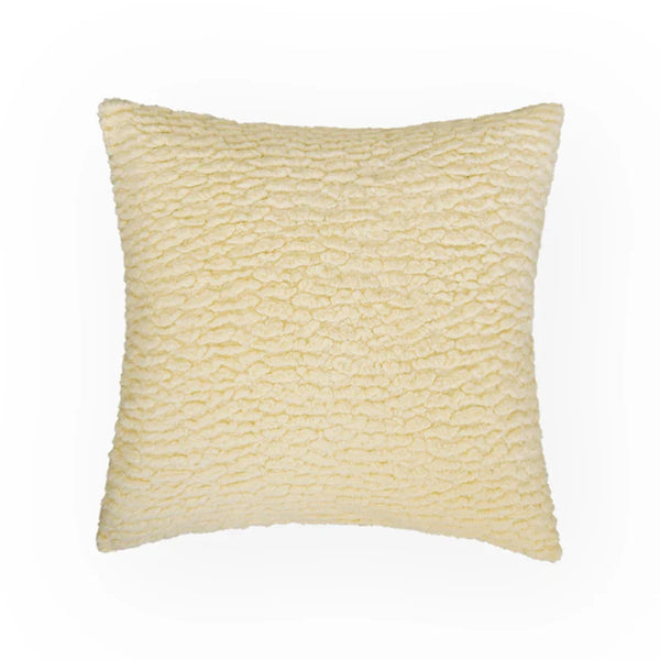 Luxurious Yellow Plush Pillow Cover for Stylish Living Room Decor by Axyaa