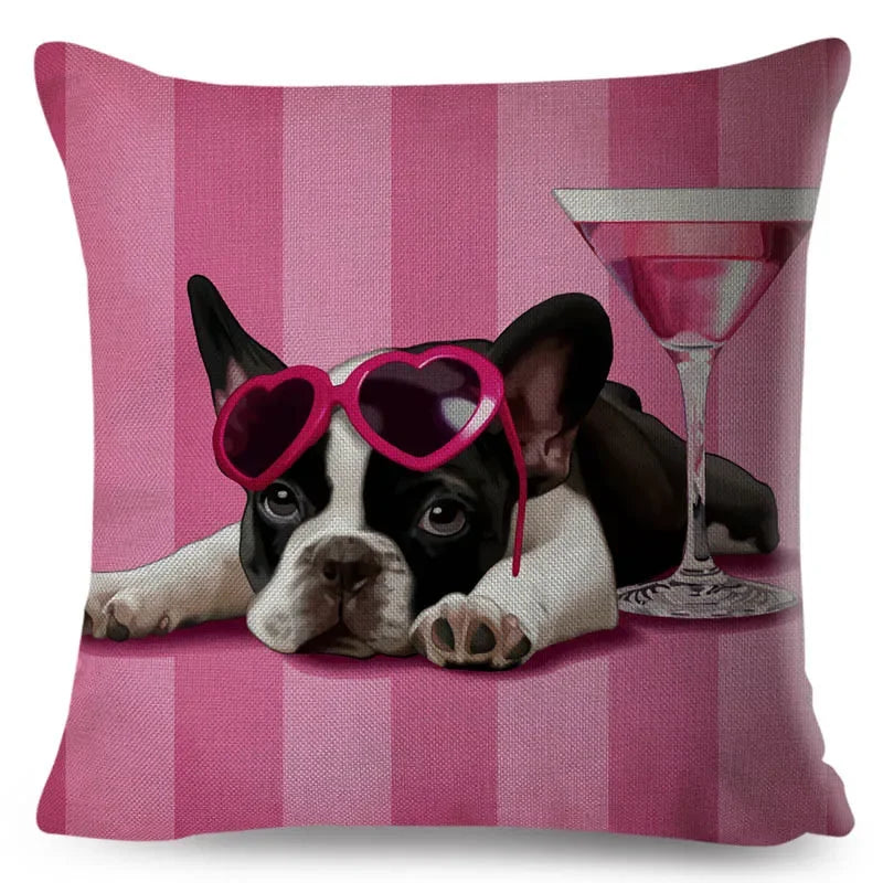 Axyaa Cartoon Dog Linen Pillowcase 45*45cm
