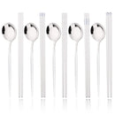 Axyaa Black Gold Stainless Steel Chopsticks Spoon Set