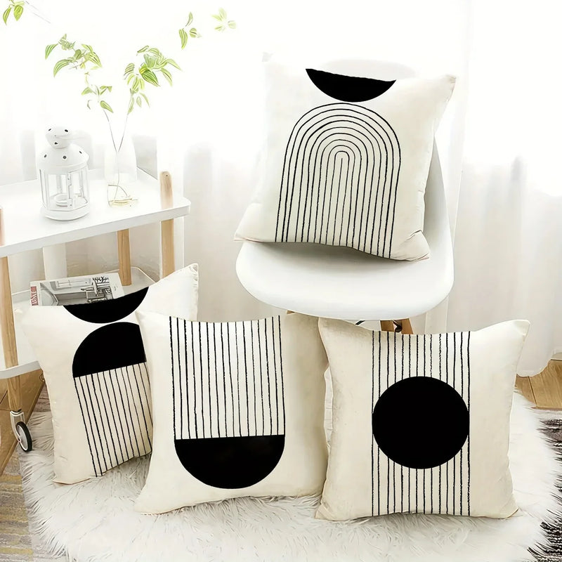 Axyaa Minimalist Round Printed Pillowcase Cover