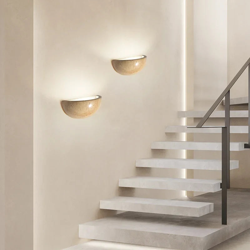 Axyaa Yellow Travertine LED Wall Lamp for Bedroom and Corridor