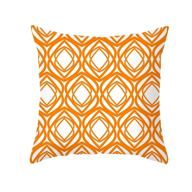 Axyaa Yellow Orange Abstract Geometry Print Pillow Cover 45x45cm