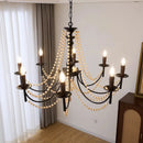Axyaa Wooden Bead Pendant Light for Retro American Living Room, Hotel Corridor, and Bedroom