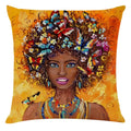 Axyaa African Women Style Linen Pillow Cover 45x45cm