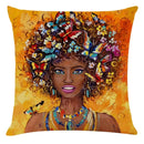 Axyaa African Women Style Linen Pillow Cover 45x45cm