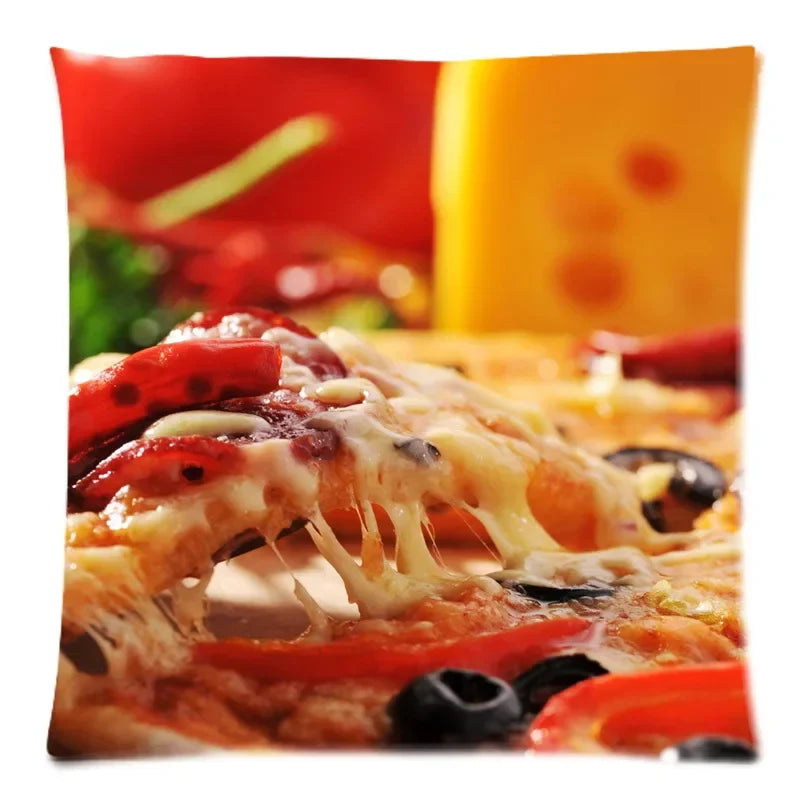 Axyaa Cheese Pizza Pattern Polyester Cushion Cover 45X45CM