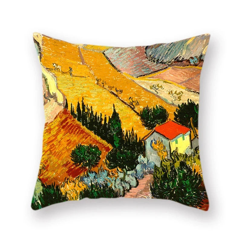 Axyaa Van Gogh Inspired Cow Pattern Cushion Cover 45x45cm
