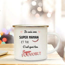 AXYAA Best Mom French Print Enamel Coffee Mug - Home Drinkware Gift