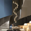 Axyaa Modern Crystal Chandelier, Stair Pendant Lamp, Living Room Pendant Lights