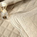 Axyaa Oversize Queen Floral Embroidered Quilt Set 3-Piece Reversible Diamond Pattern