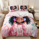 Axyaa Music Girl Duvet Cover Set | Vibrant Design | Soft & Breathable | 1 Duvet + 2 Pillowcases