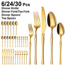 Axyaa Gold Stainless Steel Cutlery Set - 30Pcs Western Dinner Utensils