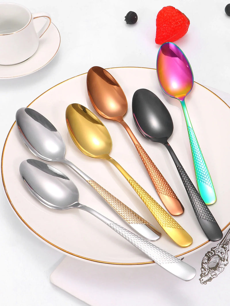 Axyaa 24pc Stainless Steel Tableware Set in Star Color Box - Family Pack