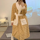 Axyaa Women's Plush Velvet Bathrobe | Warm Winter Dressing Gown & Pajamas