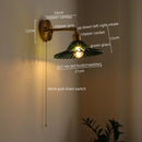 Axyaa Green Glass LED Wall Light for Home Decor, Japanese Style, Living Room, Bedroom