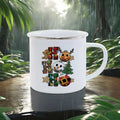 Axyaa Christmas Enamel Mugs, Santa Snowman Reindeer Design, Festive Xmas Party Cup