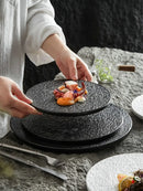 Axyaa 10" Stone Grain Ceramic Steak & Sushi Plate