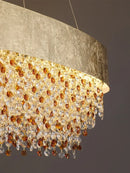 Axyaa Circular Crystal Chandelier: Modern Design for Living Room, Hotel Lobby, Kitchen Island