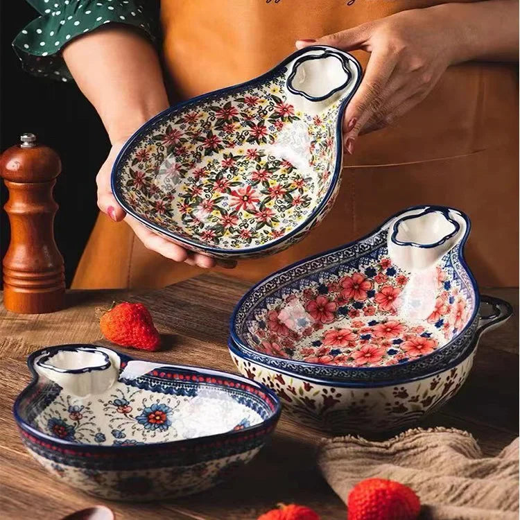 Axya Ceramic Dumpling Plate with Divided Grids for Sauce & Vinegar