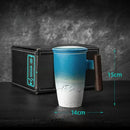 Axyaa Retro Ceramic Tea Cup with Wooden Handle, Large Capacity Filter Mug
