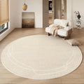Axyaa Cream Luxe Round Carpet for Living Room & Bedroom, Waterproof & Non-Slip