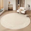 Axyaa Cream Luxe Round Carpet for Living Room & Bedroom, Waterproof & Non-Slip