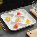 Axyaa Square Ceramic Multi Grid Snack Platter - White Dessert Sushi Plate