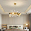 Axyaa Crystal Pendant Light: Dimmable Semi Round LED Hanging Lamp