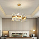 Axyaa Crystal Pendant Light - Dimmable Semi Round LED Drop Hanging Lamp