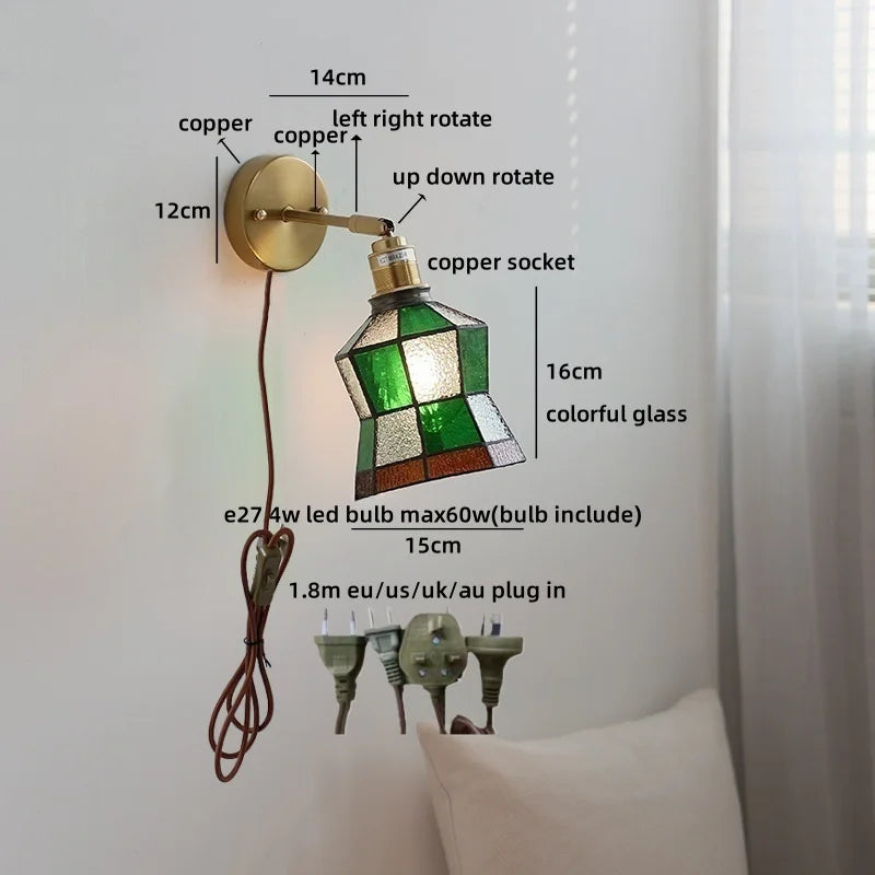 Axyaa Pink Butterfly Glass Wall Light - Modern Nordic Bedroom Lamp