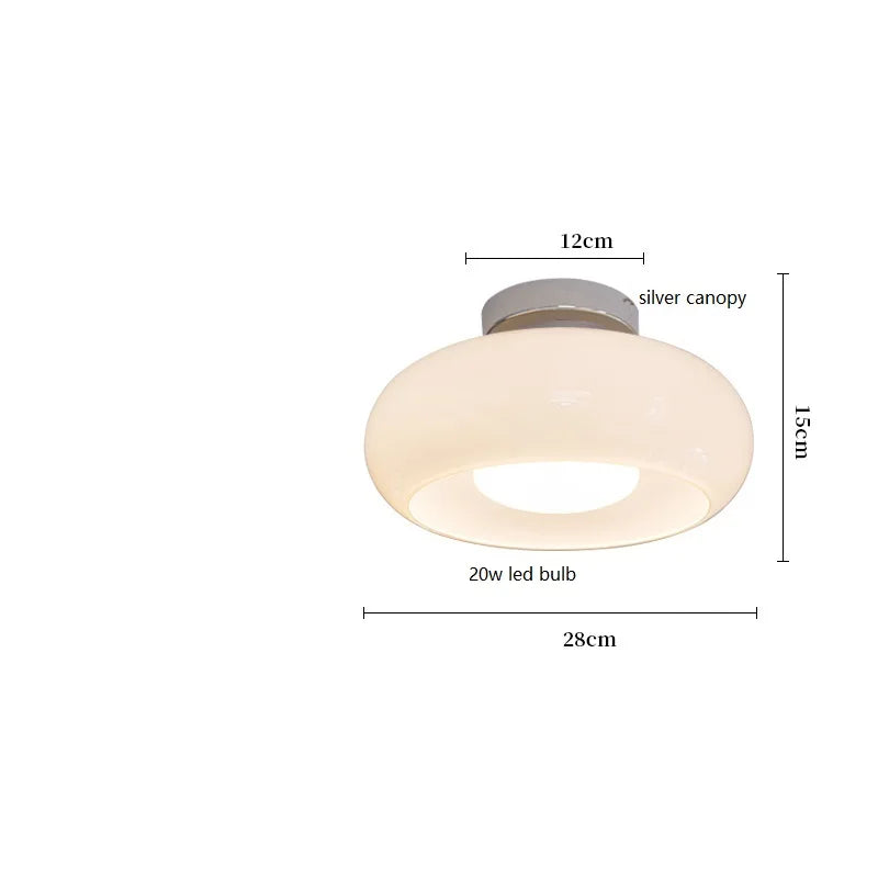Axyaa Nordic Modern LED Ceiling Lamp with Copper Yellow Glass Lampshade