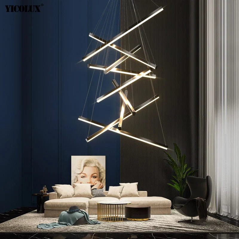 Axya Black Gold LED Chandelier for Modern Indoor Lighting