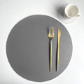 Axyaa Round PU Leather Placemats & Coaster Set for Kitchen and Coffee Shop