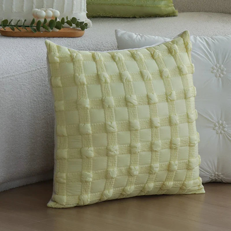 Nordic Quilted Cushion Cover 45x45cm for Indoor Living Room Sofa by Axyaa