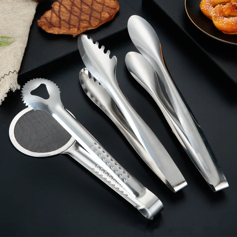 Axyaa Stainless Steel Food Tongs: Buffet BBQ Serving Clip for Home Kitchen