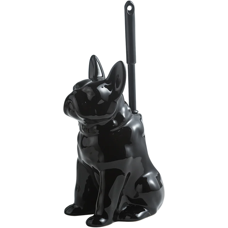 Axya French Bulldog Toilet Brush Holder: Cute Black and White Dog Bathroom Accessory