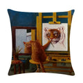 Axyaa Animal Oil Painting Pillowcase: Flax Sofa Cushion Adornment Cover
