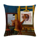 Axyaa Animal Oil Painting Pillowcase: Flax Sofa Cushion Adornment Cover