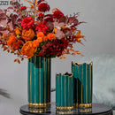 Axyaa Gilded Ceramic Vase for Flowers Desk Decoration - Nordic Home Decor