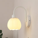 Axyaa White Glass LED Wall Lights | Modern Iron Stair Light with Pull Chain Switch