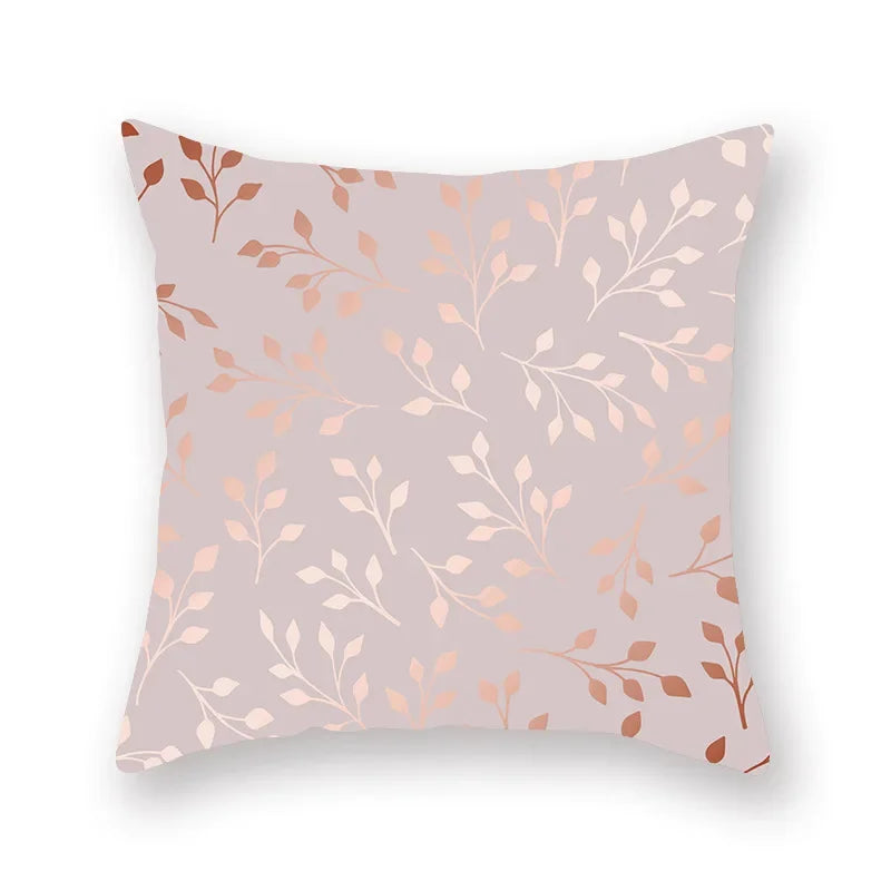 Axyaa Pink Gold Geometry Polyester Pillow Case 45*45cm Square