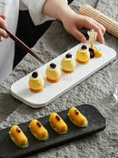 Axyaa Solid Rock Grain Ceramic Sushi Plate, Dim Sum Plate - 12 Inch