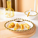 Axya Phnom Penh Beads Ceramic Snack Plate and Porcelain Rice Bowl Set
