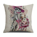 Axyaa Pug Pets Pattern Sofa Cushion Cover Home Decor Pillowcase Linen Cartoon