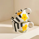 Axyaa Hand-painted Ceramic Strawberry Flower Coffee Mug, 300ml