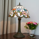 Axyaa Stained Glass Rose Table Lamp Vintage Desk Light Mediterranean Style