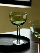 Axyaa Thick Stem Green Top Champagne Coupe Cocktail Glasses Set